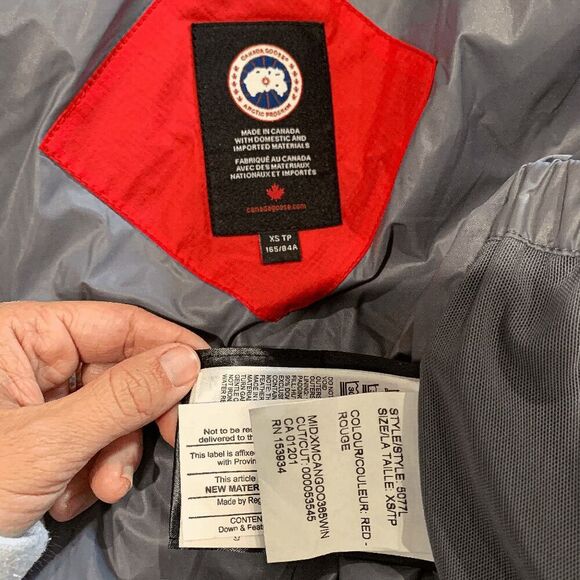 Canada Goose Allston Red Packable Hooded Puffer Jacket XS Mid Length Coat - Picture 13 of 13